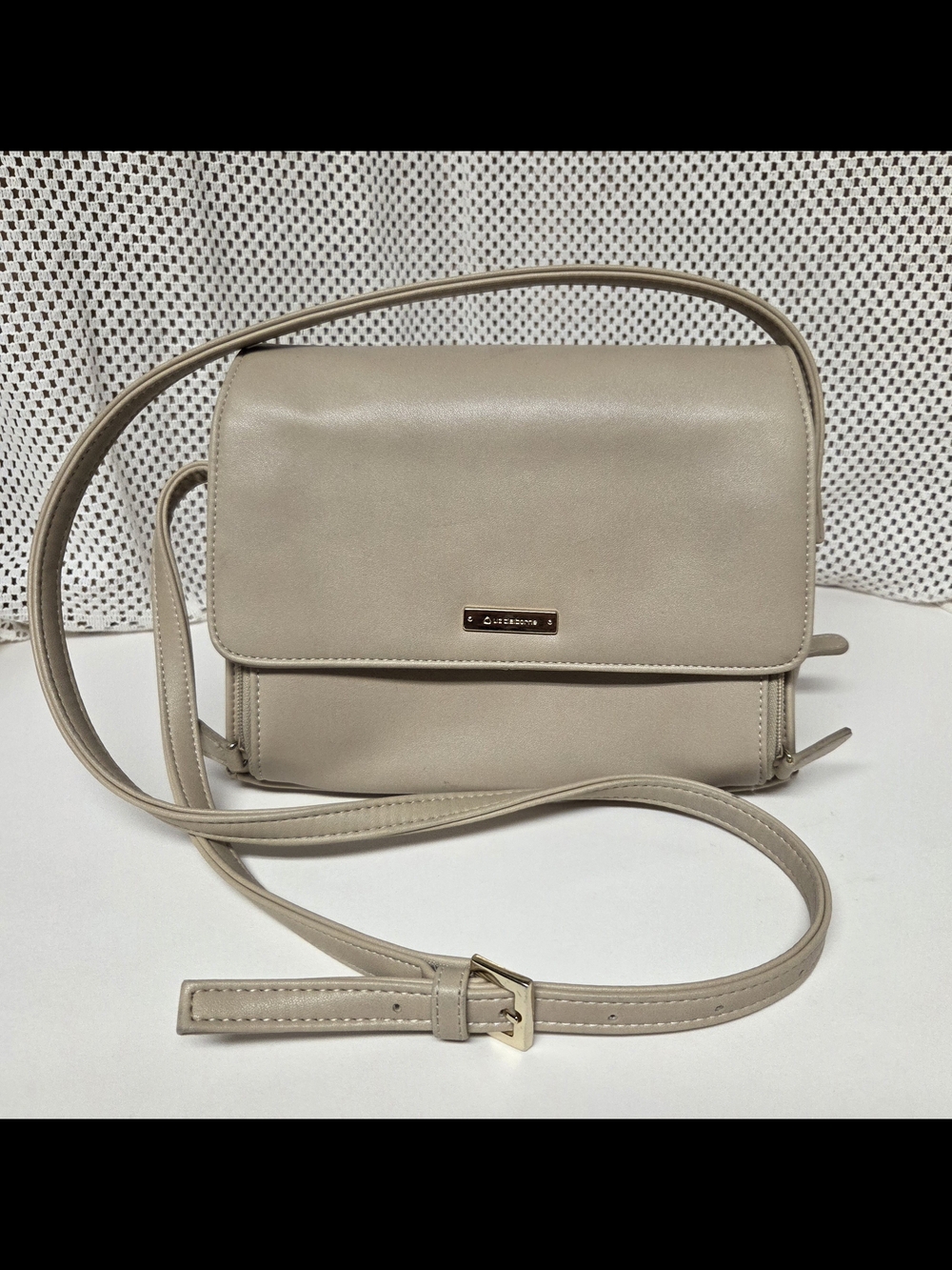 Liz Claiborne Taupe  Organize Built In Wallet Crossbody Bag